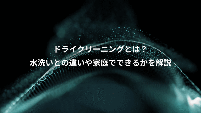 ドライクリーニングとは？、水洗いとの違いや家庭でできるかを解説